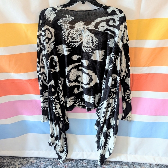 Allsaints Ara Ikat Black Cream Sweater Jumper Abstract Oversized Sharkbite VTG 8 - Picture 2 of 12